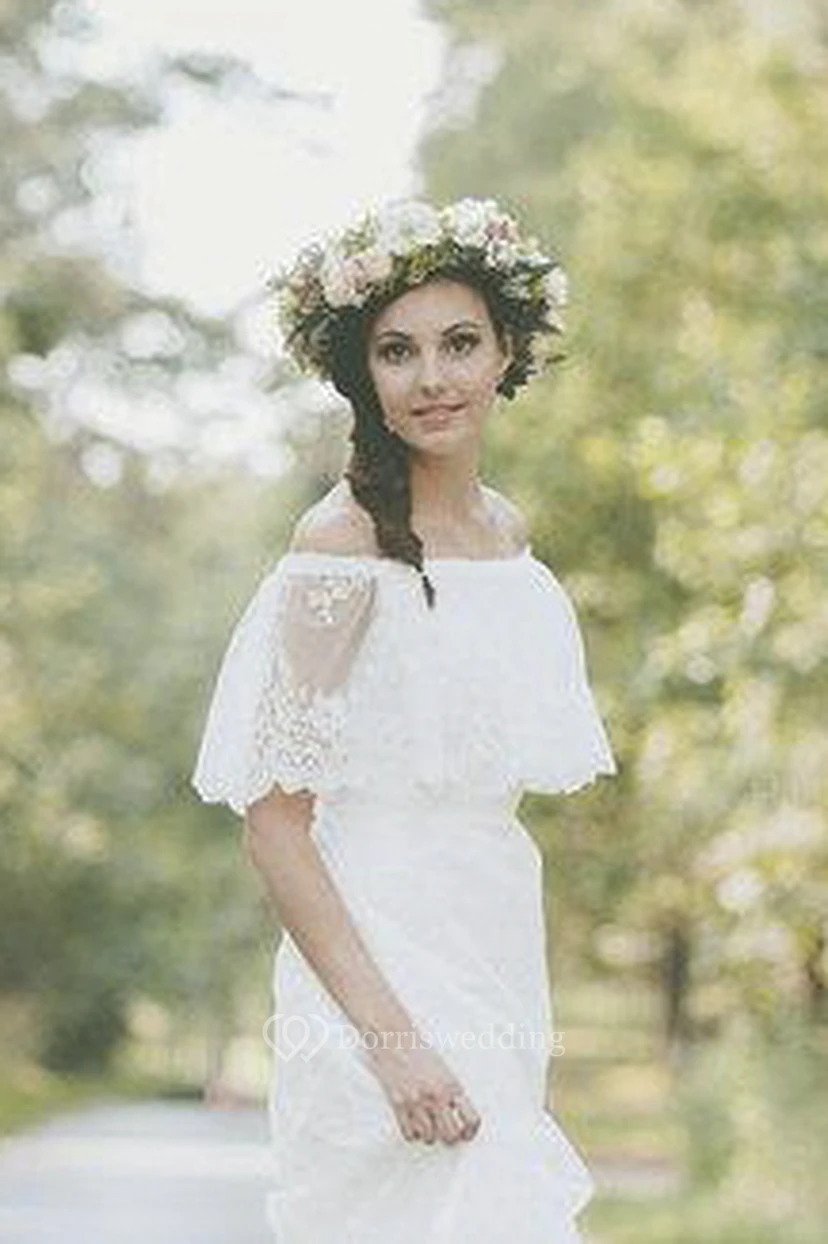 Robe de mariée vintage bohème en dentelle légère view 4
