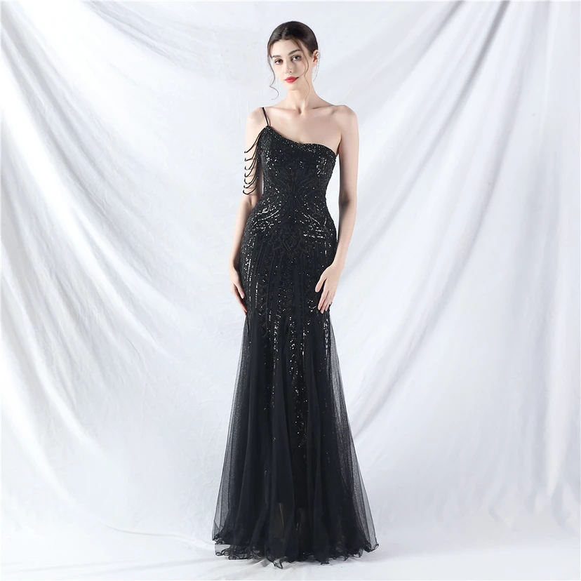 Robe de soirée haut de gamme ornée de perles de positionnement, de fleurs et de broderies en tulle. view 52