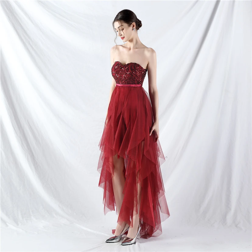 Kleid mit positionierten Blumenperlen und gespleißtem Netzstoff view 30