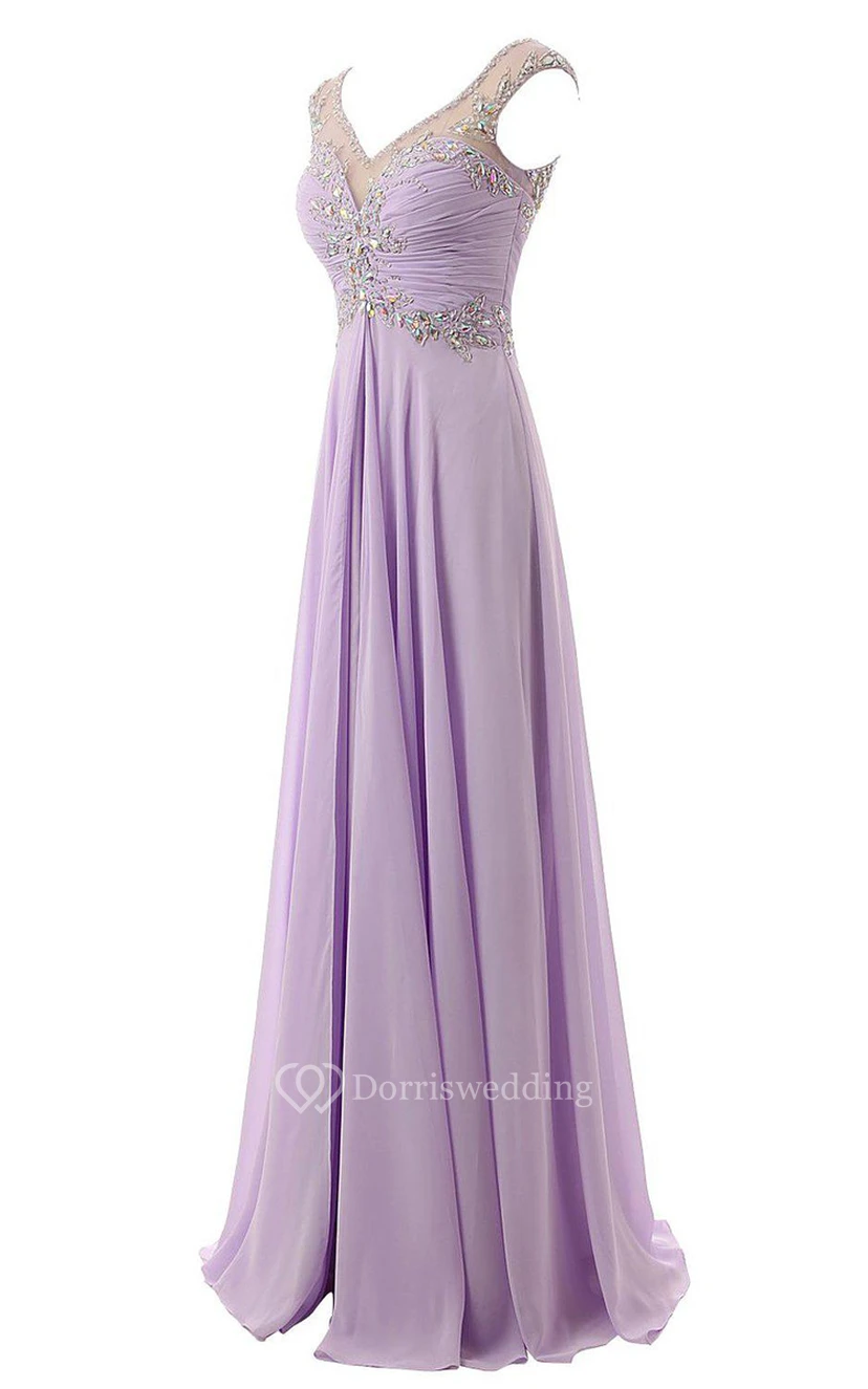 Robe longue à manches courtes avec effet illusion perlé view 3
