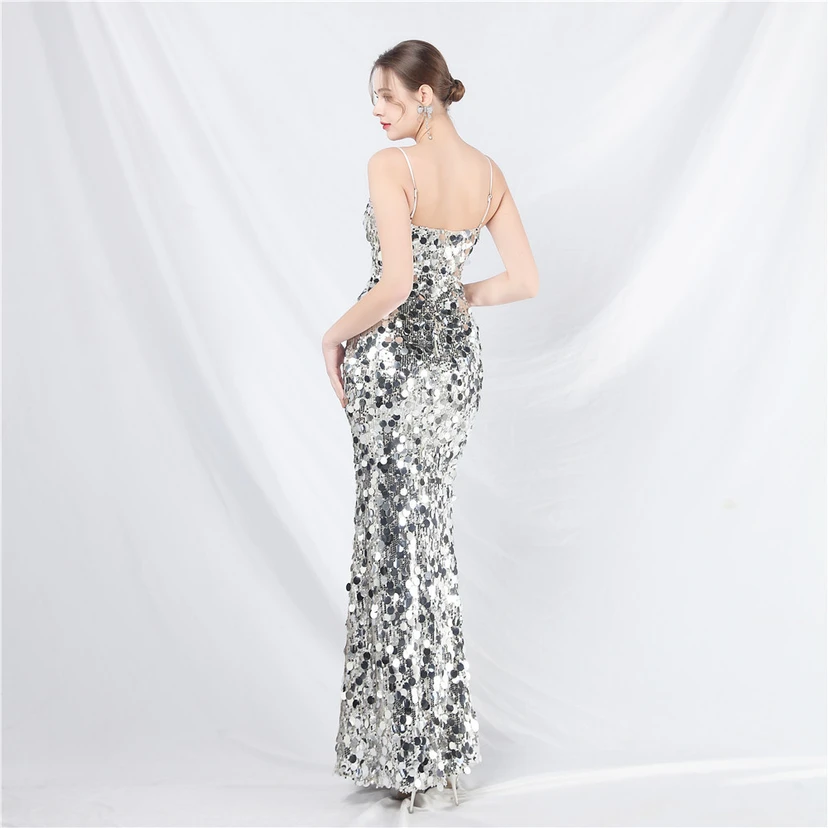 Robe de soirée longue à bretelles haut de gamme view 30