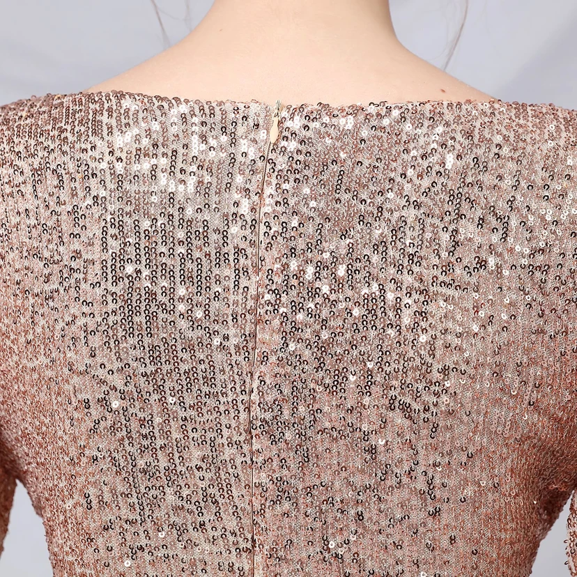Elegantes, langärmeliges Paillettenkleid im Meerjungfrauenstil mit Meerjungfrauenschnitt – perfekt für festliche Anlässe. view 38