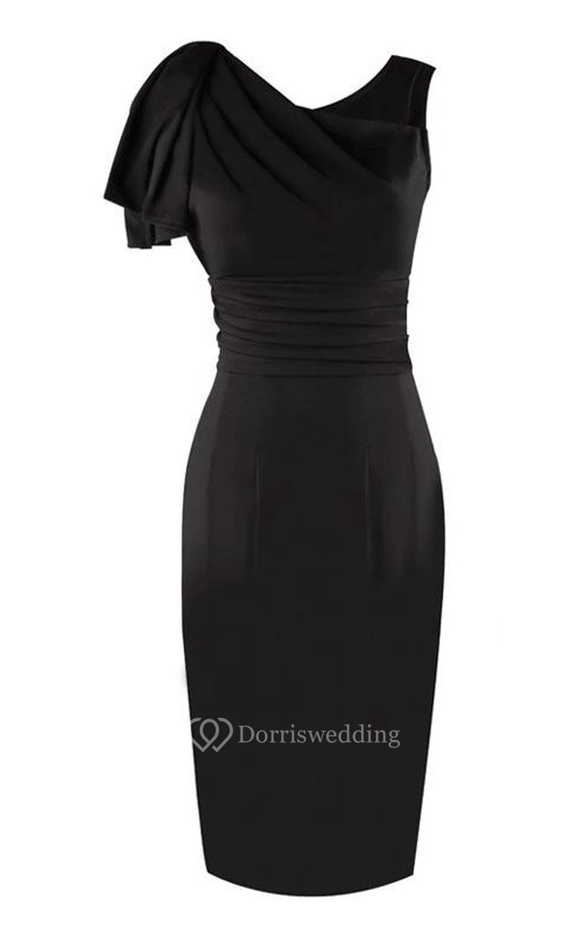 Elegantes, figurbetontes Jerseykleid mit Rüschen, knielang und hochgeschlossen view 2