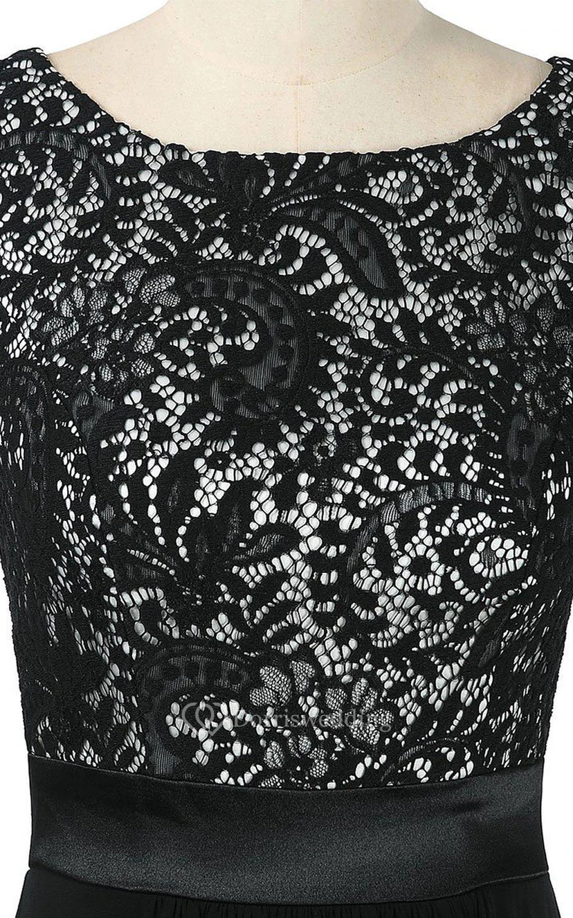 Robe sans manches en mousseline avec corsage en dentelle view 5