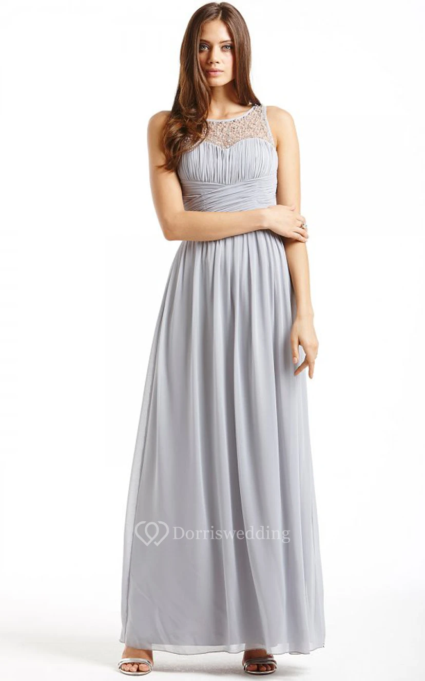 Scoop Neckline Modest A-Line Gown With Squared Back view 16