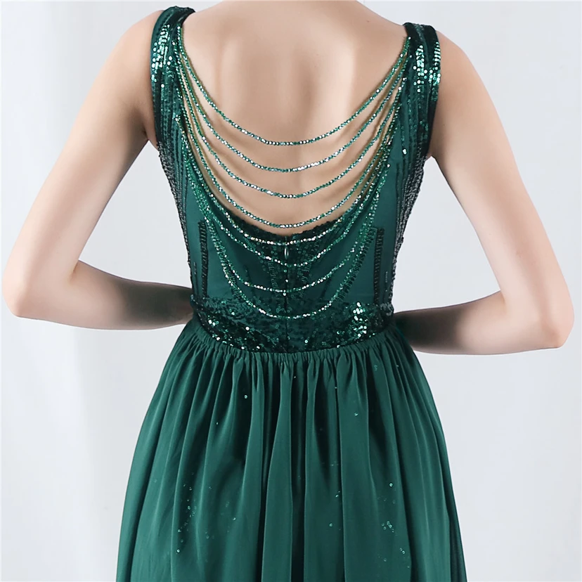 Paillettenbesetzte Blumen auf der Rückseite, Perlenstickerei mit Cape, Abendkleid für die Jahreshauptversammlung view 16
