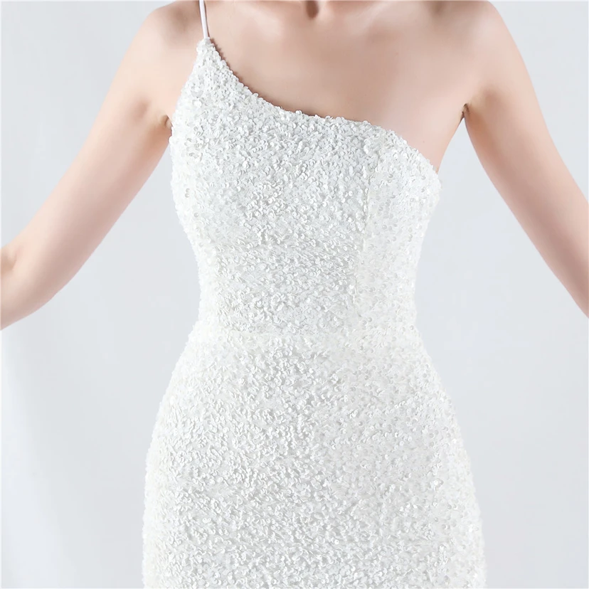 Sexy Abendkleid mit Samtsaum, Farbverlauf, Pailletten, hohem Schlitz und schräger Schulterpartie view 8