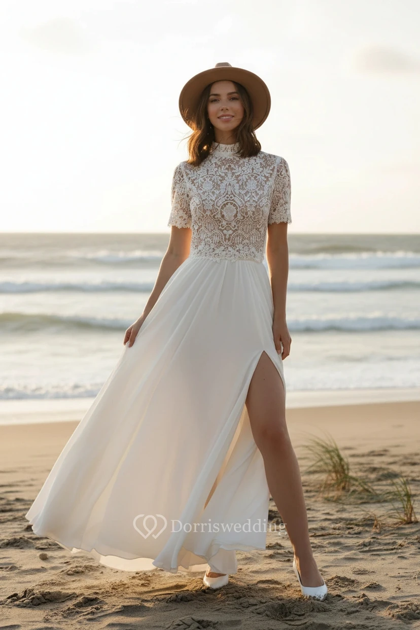 Modern Two-Piece Lace Wedding Set view 4