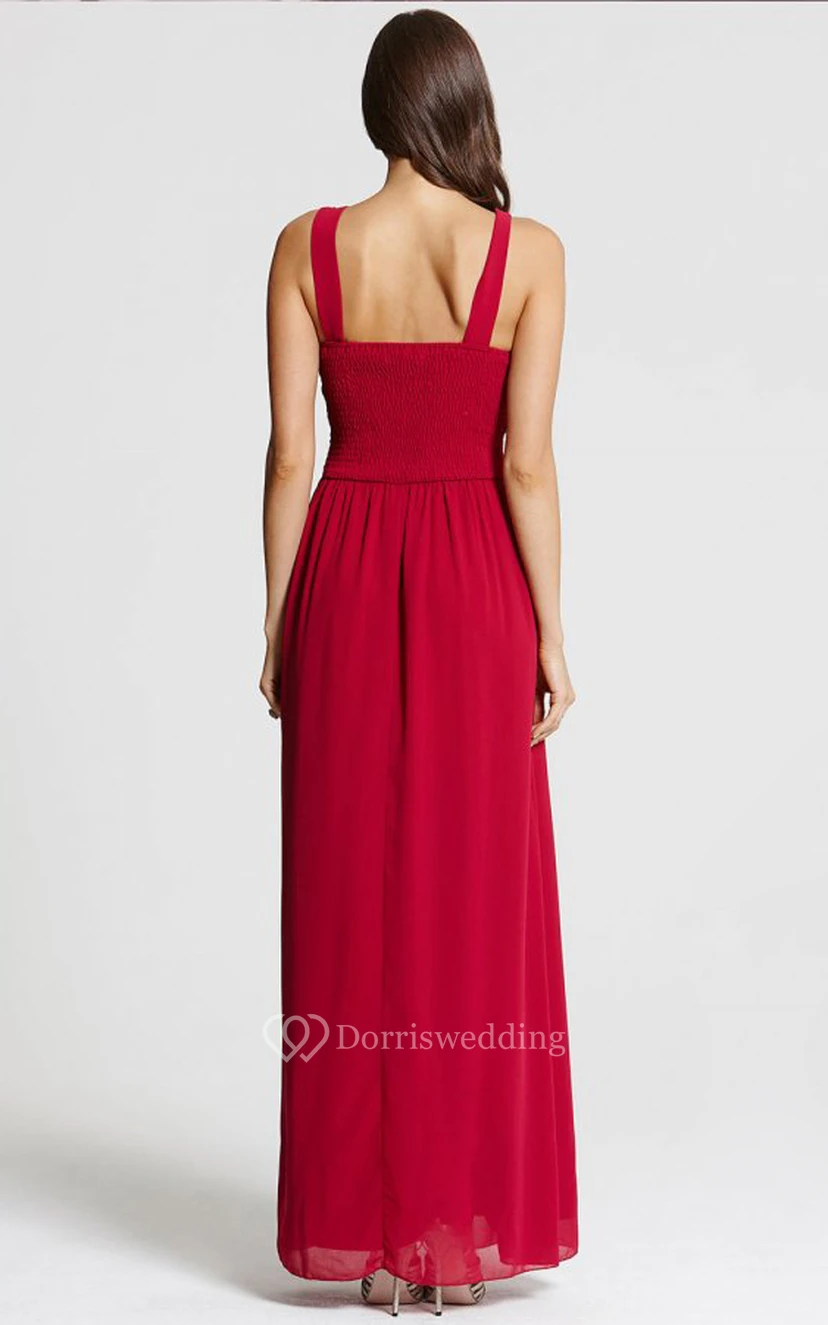 Scoop Neckline Modest A-Line Gown With Squared Back view 33