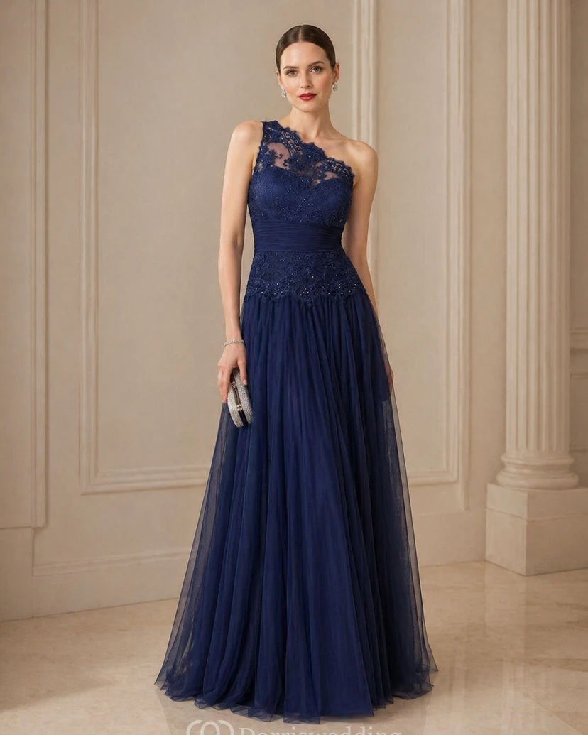 Langes, schulterfreies A-Linien-Abendkleid aus Tüll mit Spitzenbesatz, Bandagen und Pailletten view 3