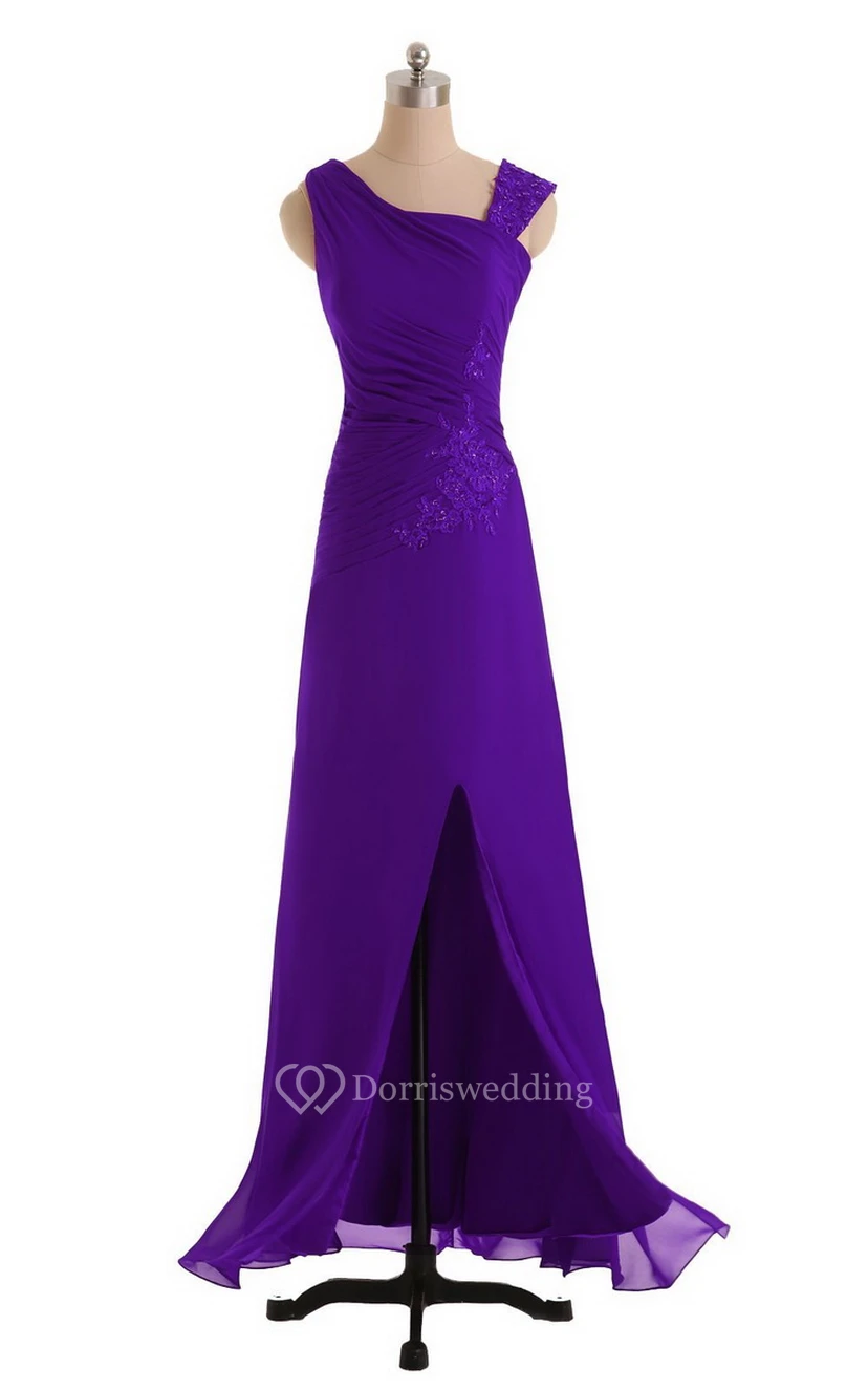 Sleeveless Chiffon Dress With Front Slit and Ruching view 12