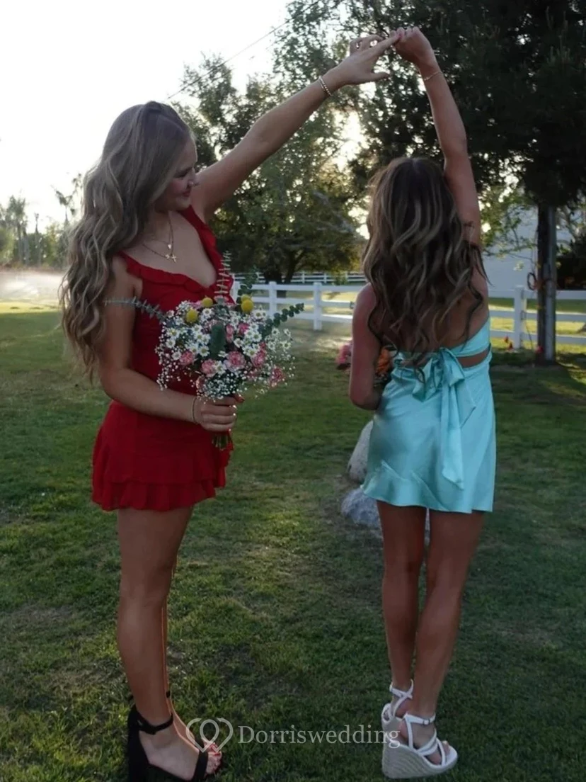 Mint Green Strapless Twist Front Dress view 6