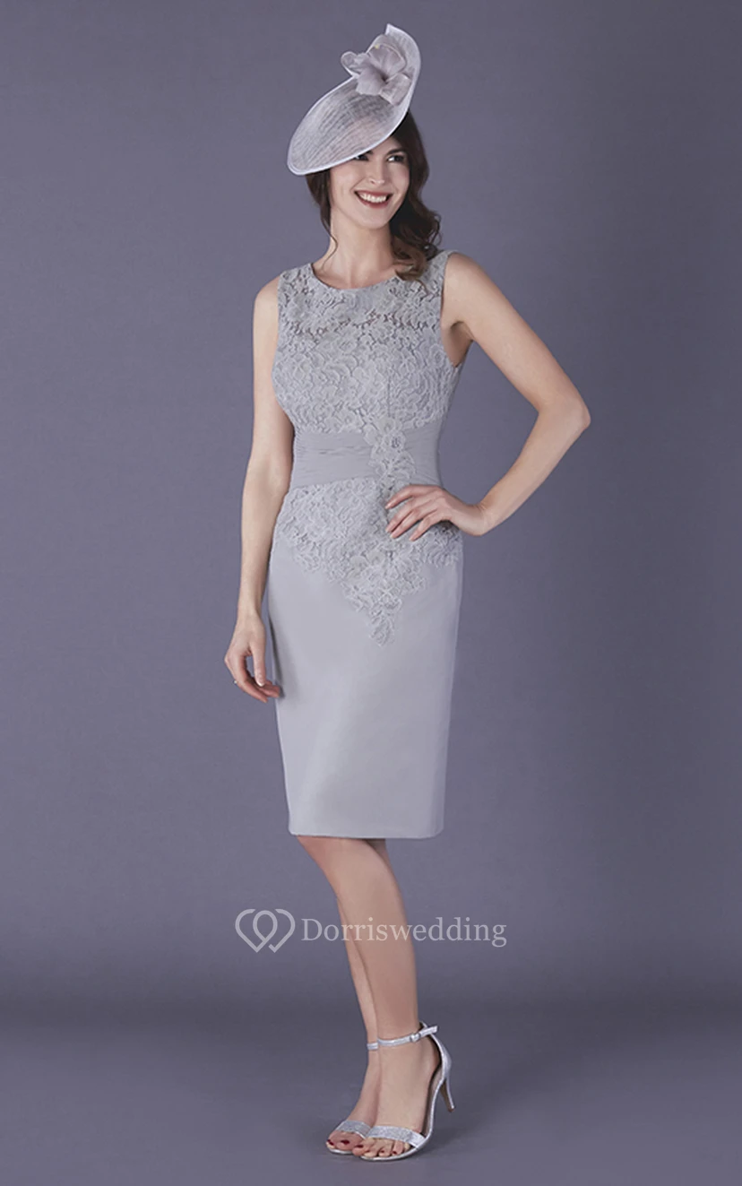 Chiffon and Lace Bateau Sleeveless Knee-length Mother of The Bride Dress
