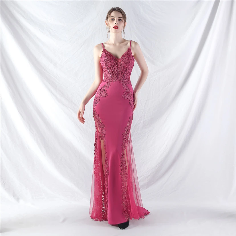 Spitzen-Abendkleid mit heißer Diamant- und Fischgrätenmuster-Weste, tiefem Taillenausschnitt, schulterfreiem Design und kurzer Schleppe view 29