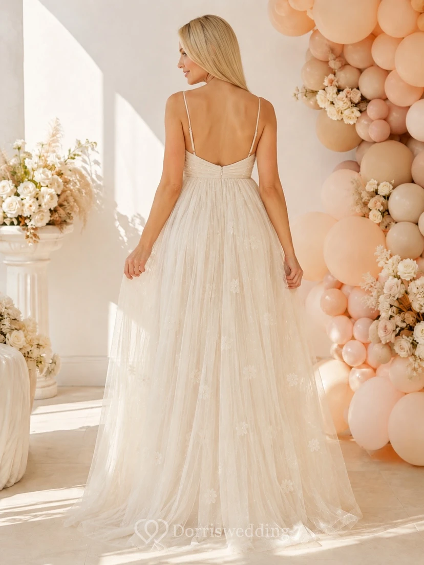 Ivory Maternity Sweetheart Sleeveless Tulle Floor-length A-line Romantic Formal Dress view 2