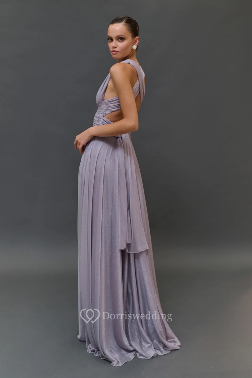 Flowy Chiffon Empire Ruched Dress view 4