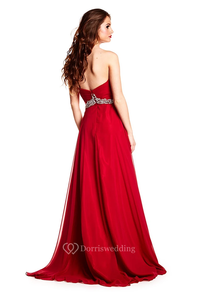 Mermaid Floor-Length Beaded Sleeveless V-Neck Satin Prom Dress With Deep-V Back view 5