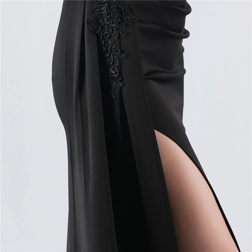 Heavy Hot Diamonds And Flower-Set Waisted Fishbone Satin Evening Dress Annual Meeting Wedding view 45