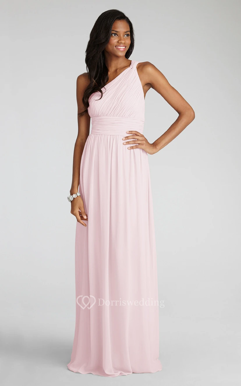 Long-Chiffon Modern One-Shoulder Dress With Ruching view 22