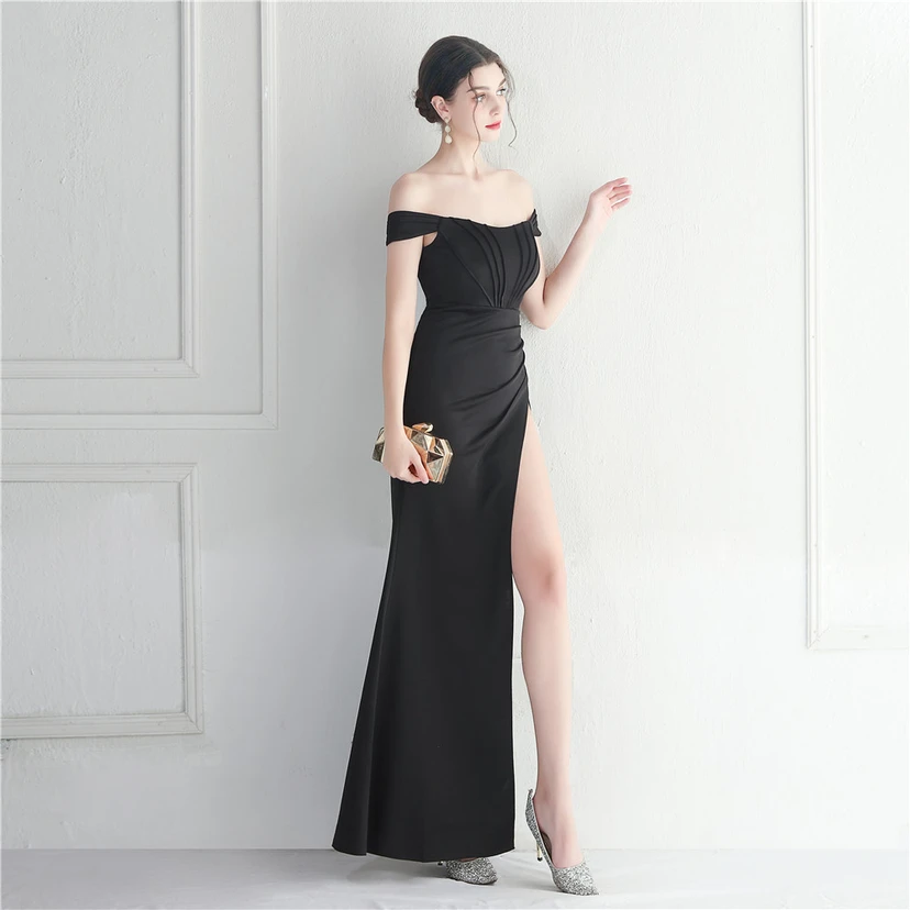 Cross-Border Supply schulterfreies, einseitig schulterfreies Kleid mit Schlitz für Nachtclub, Hochzeit oder Abendessen view 43