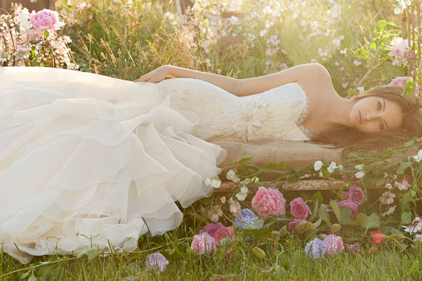Glamouröses Organza-Rüschenkleid mit herzförmigem Ausschnitt und Spitzenoberteil view 6