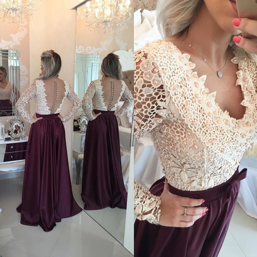 Superbes robes de bal longues en dentelle et perles view 3