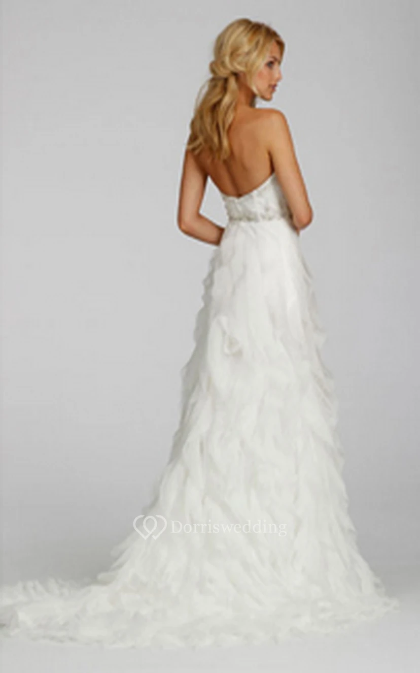 Unique Sweetheart Ruffled Dress With Embroidered Bodice view 4