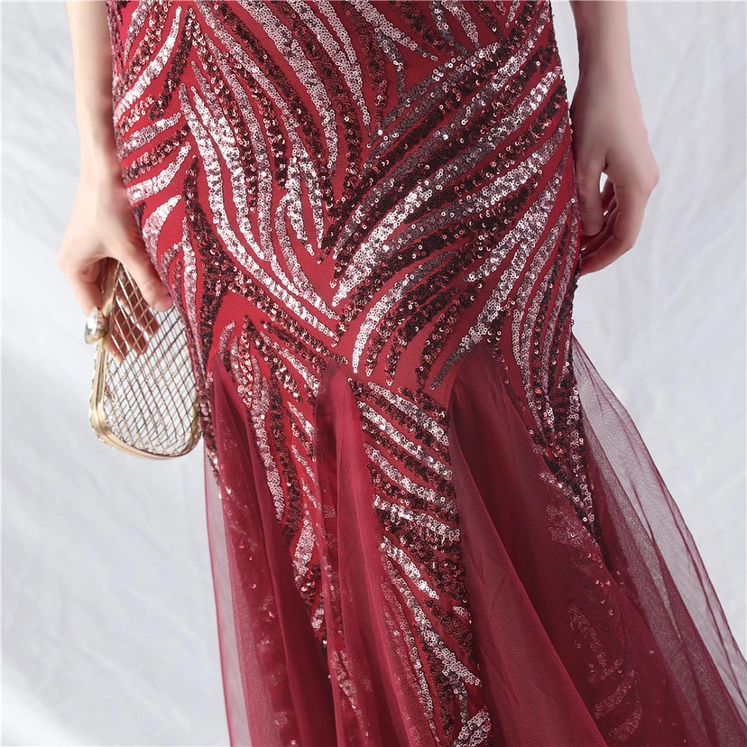 Layered Beads Spliced ​​Mesh High-End Evening Dress view 93