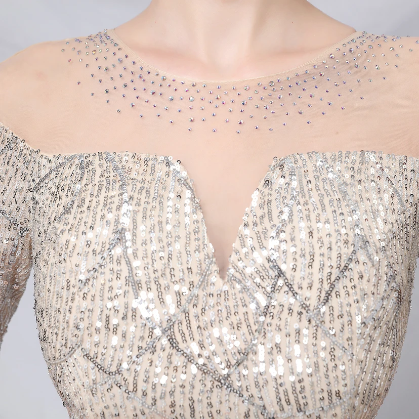 Elegantes, langärmeliges Paillettenkleid im Meerjungfrauenstil mit Meerjungfrauenschnitt – ein echter Hingucker! view 43