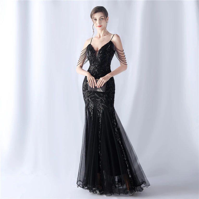Robe de soirée haut de gamme en maille perlée et ornée de perles, modèle 3034. view 23