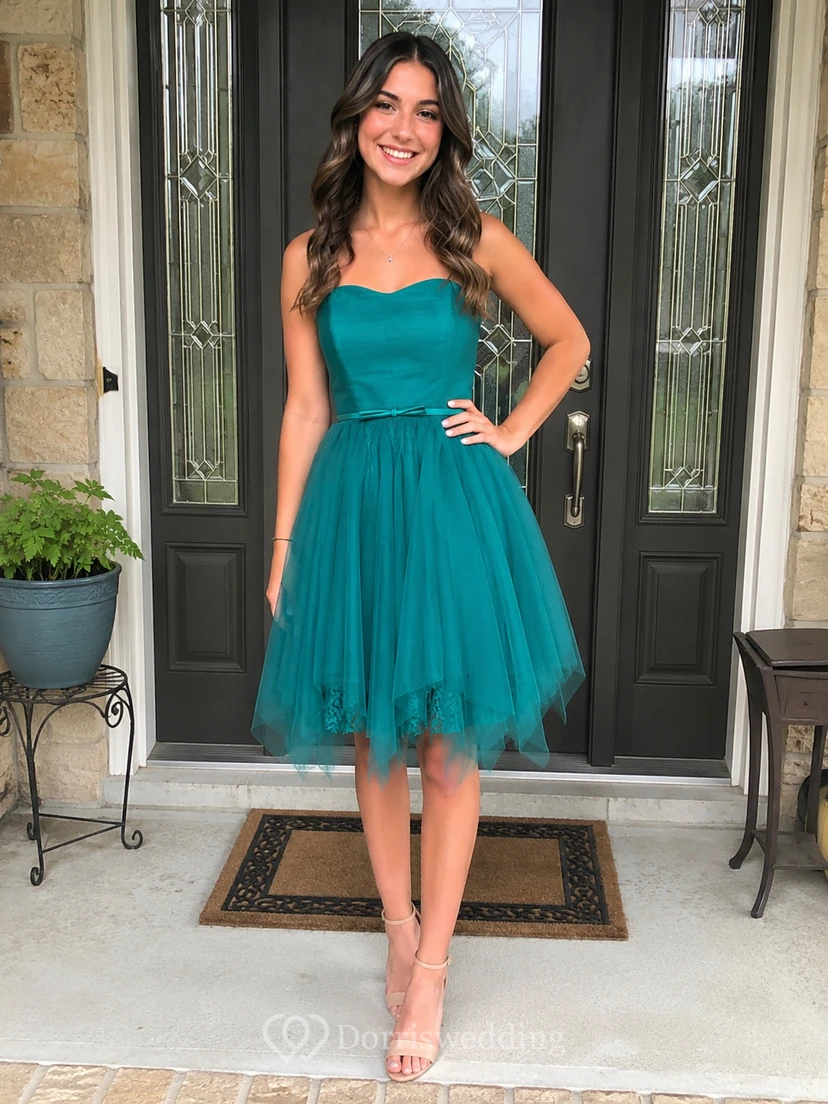 A-line Short Strapless A-line Tulle Dress view 10