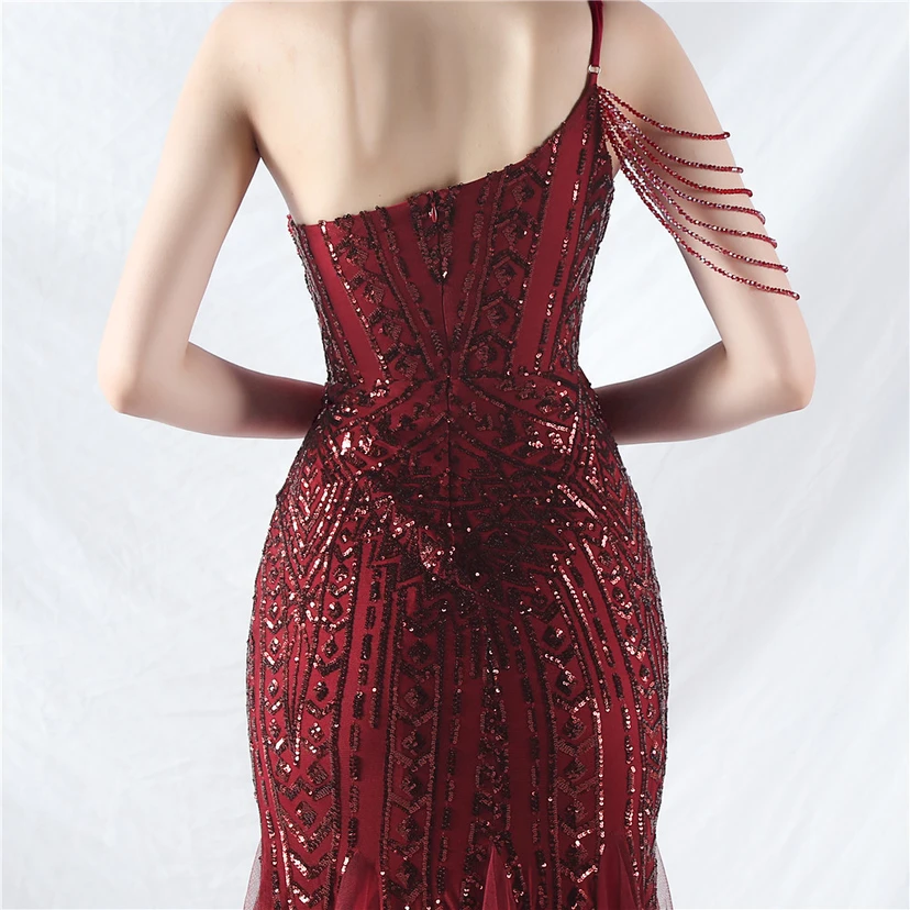 Robe de soirée haut de gamme ornée de perles de positionnement, de fleurs et de broderies en tulle. view 38