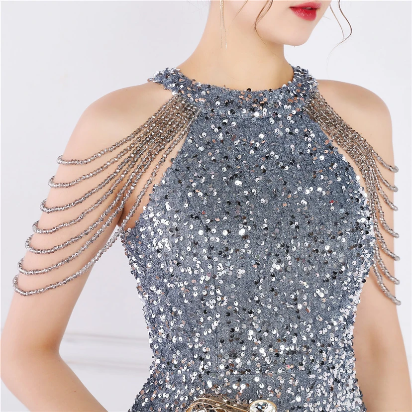 Robe de soirée féérique à sequins colorés, robe courte style féerique pour banquet ou réception. view 44