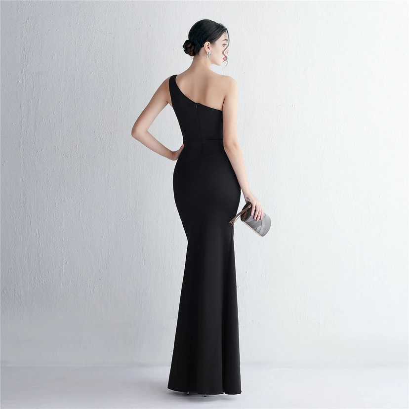 Pressing Beading Craft Toast Dress Long One Shoulder Thank You Banquet Slim Fishtail Skirt Wedding Car Model Exhibition view 69