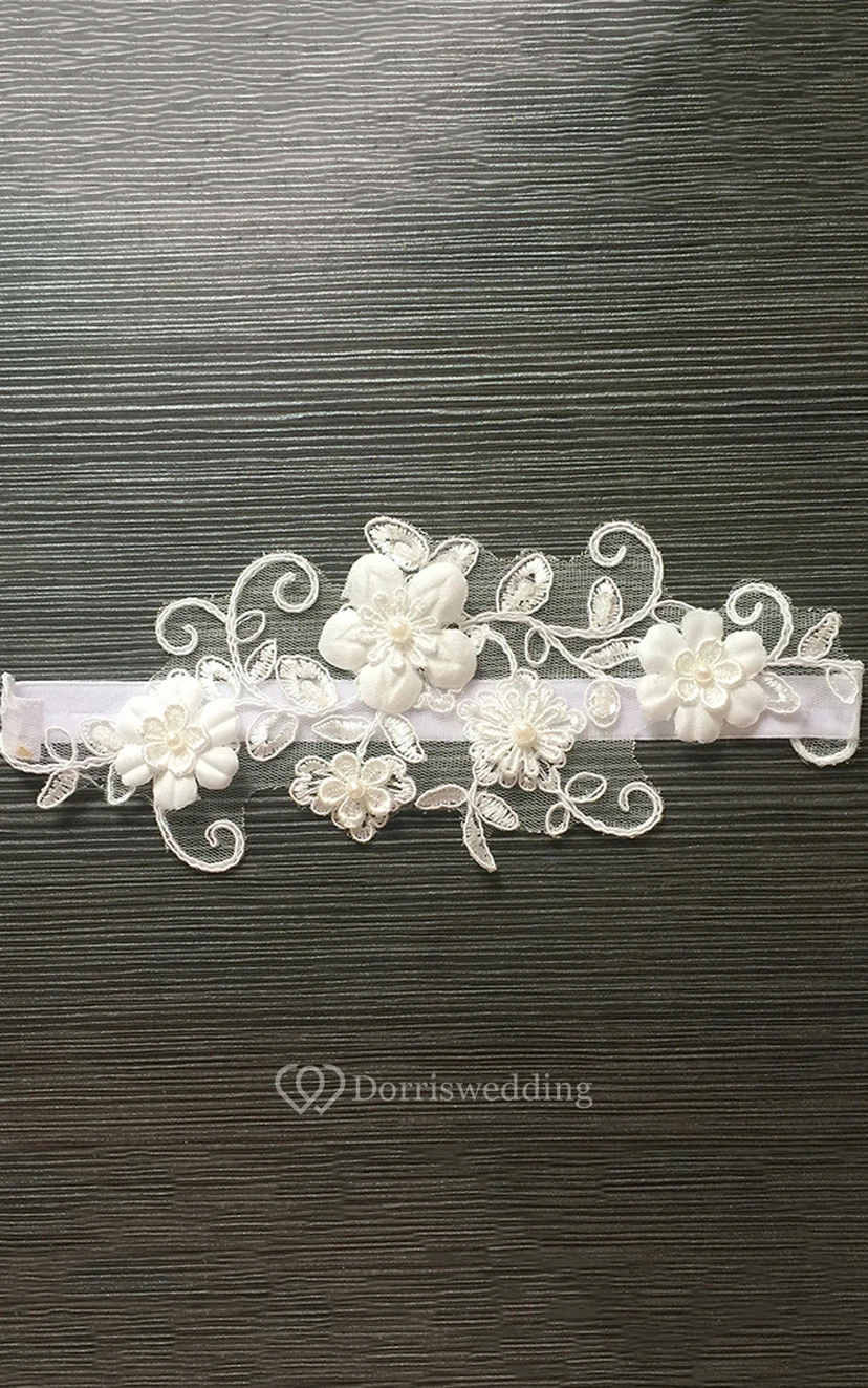 Sexy Lace Applique Elastic Bridal Garter Belt Within 16-23inch view 2