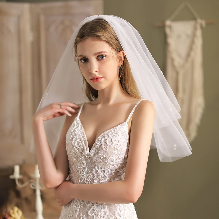 Soft Simple Style Two Tier Short Veil