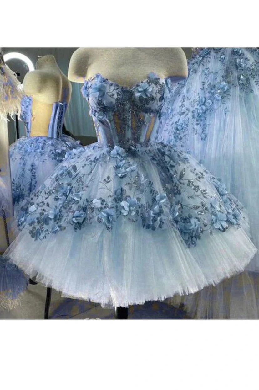 Robe de bal rose brodée, mini-robe view 5