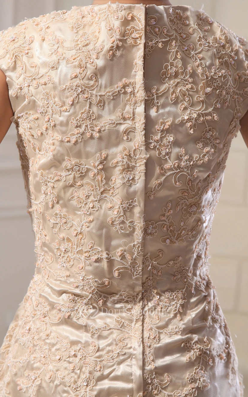 Romantic High-Neck Column Maxi Dress With Lace Appliques view 5