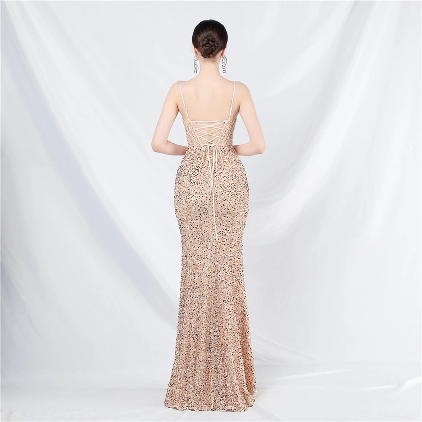 Vestido de noche pesado, estilo palacio, chaleco con diseño de espina de pescado, cintura con bordado de diamantes, flores, hombros descubiertos y tirantes. Vestido de alta gama. view 30