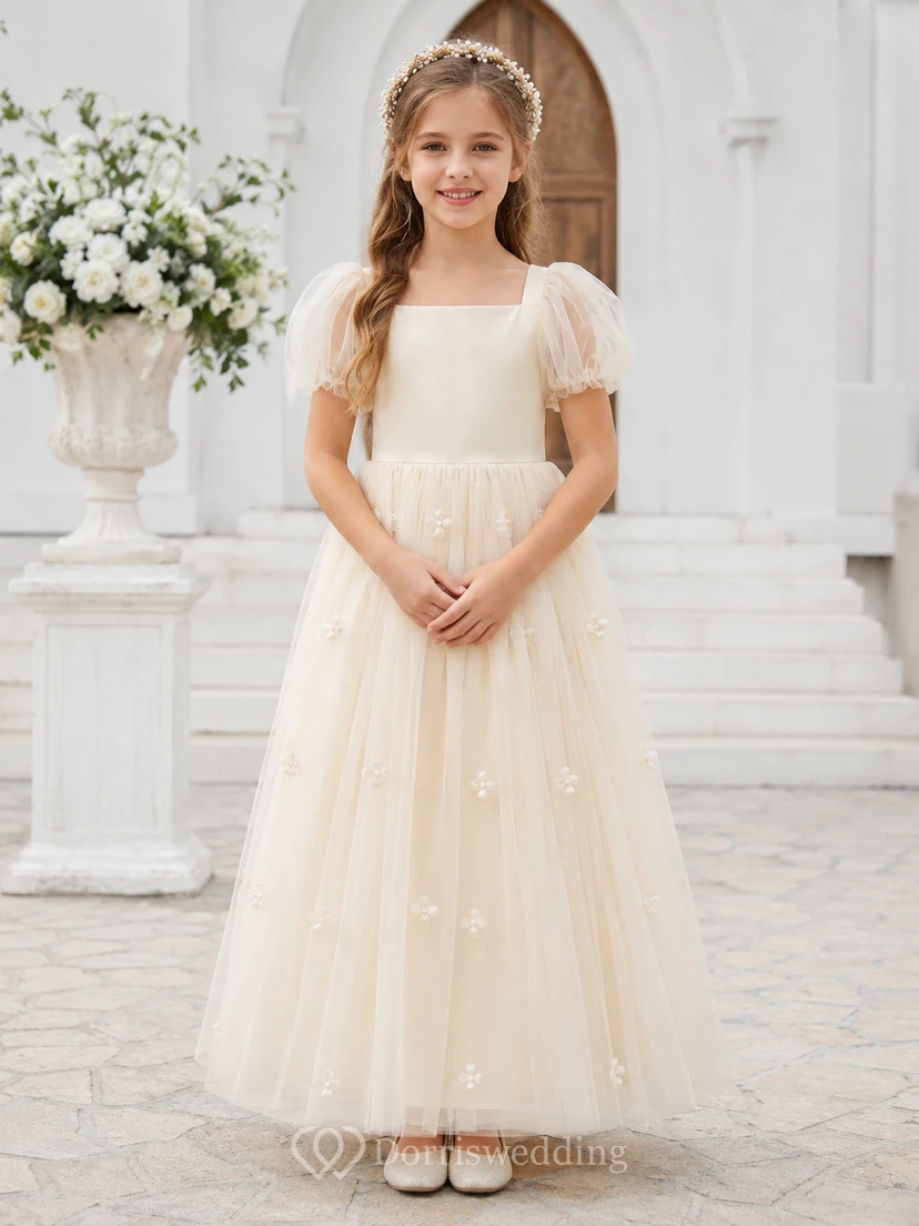 Robe de demoiselle d'honneur en dentelle et tulle