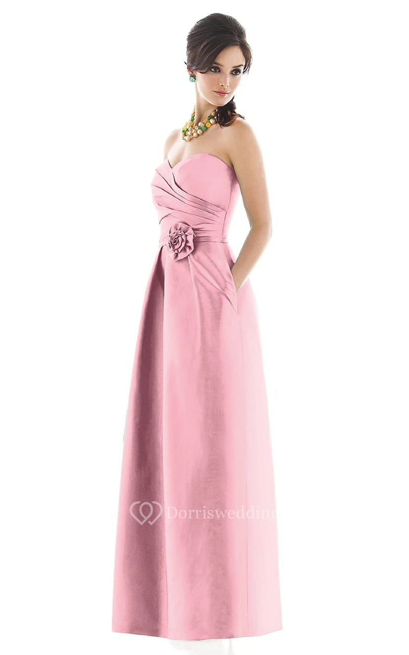 Magnificent Satin Gown With Ruching And Pockets view 4
