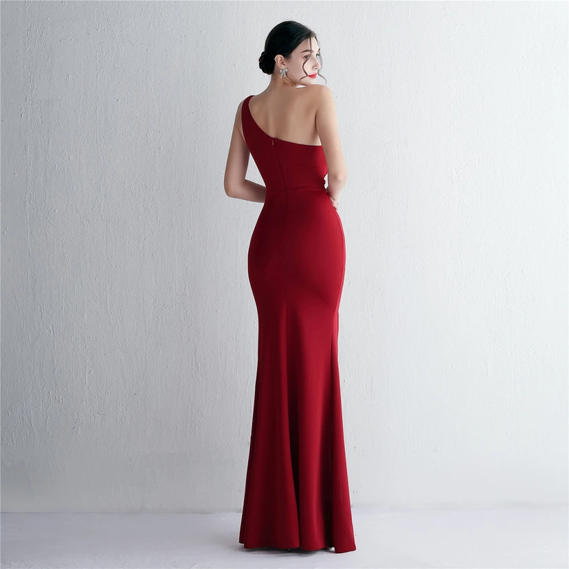 Pressing Beading Craft Toast Dress Long One Shoulder Thank You Banquet Slim Fishtail Skirt Wedding Car Model Exhibition view 51