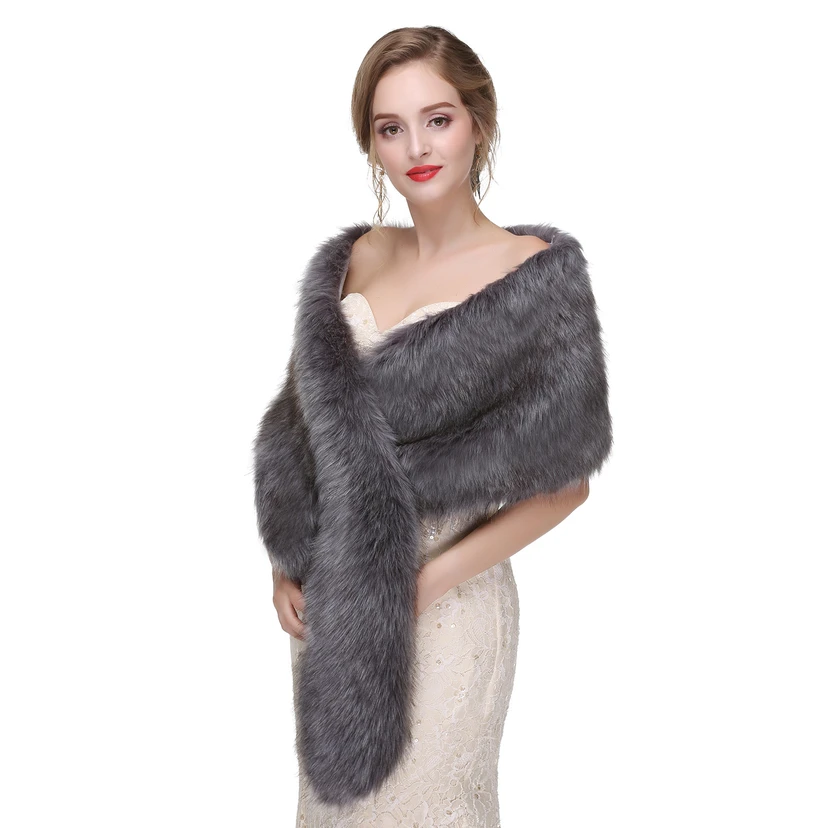 Bridal Winter Warm Wool Cape Fur Wedding Dress Fox Fur Waistcoat view 36