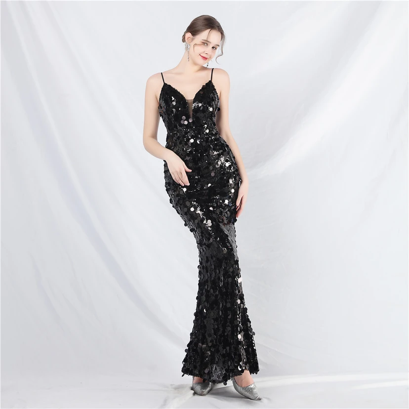 Robe de soirée longue à bretelles haut de gamme view 20