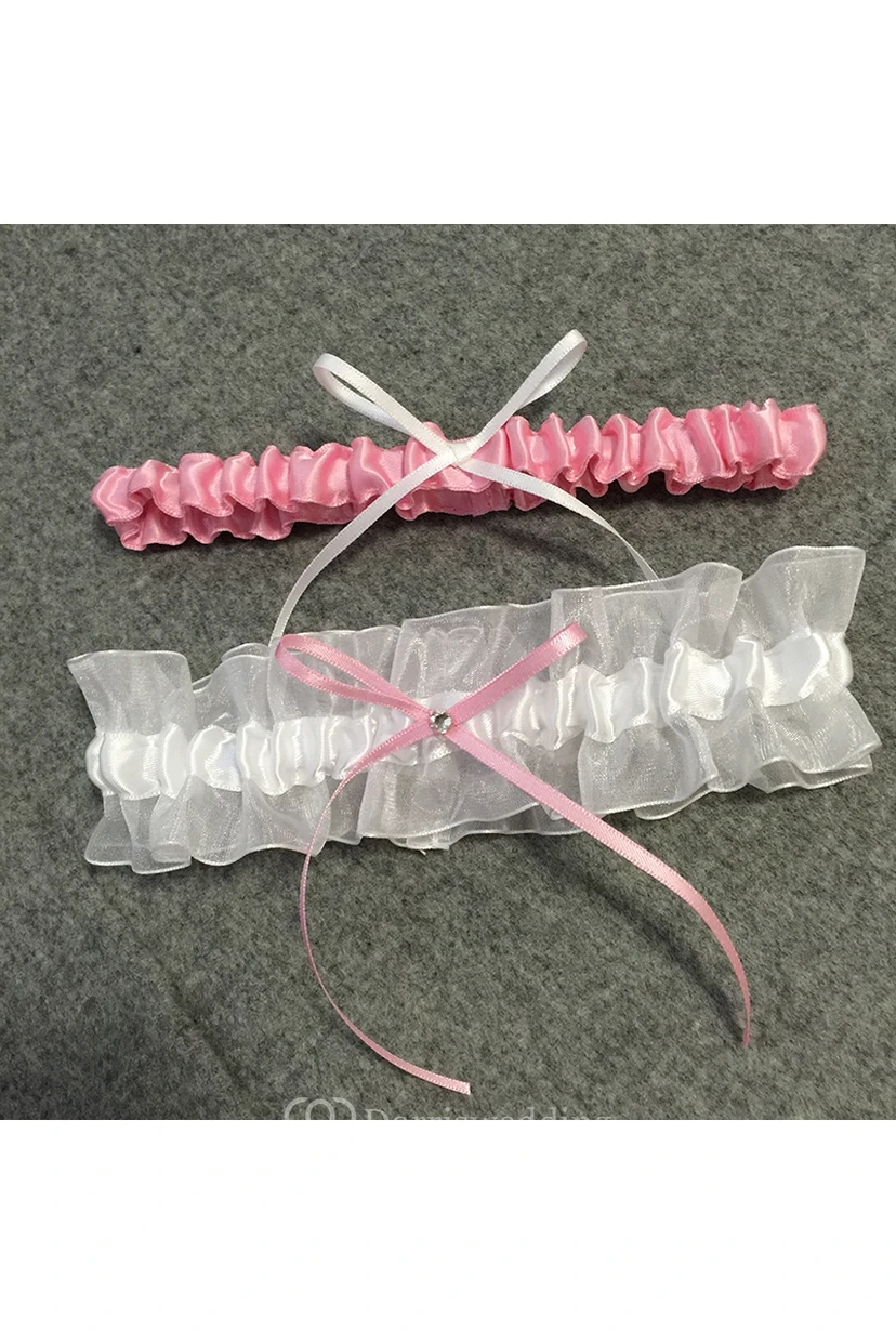 Fresh Multicolored Bow Two Piece Elastic Bridal Garter Within 16-23inch view 3