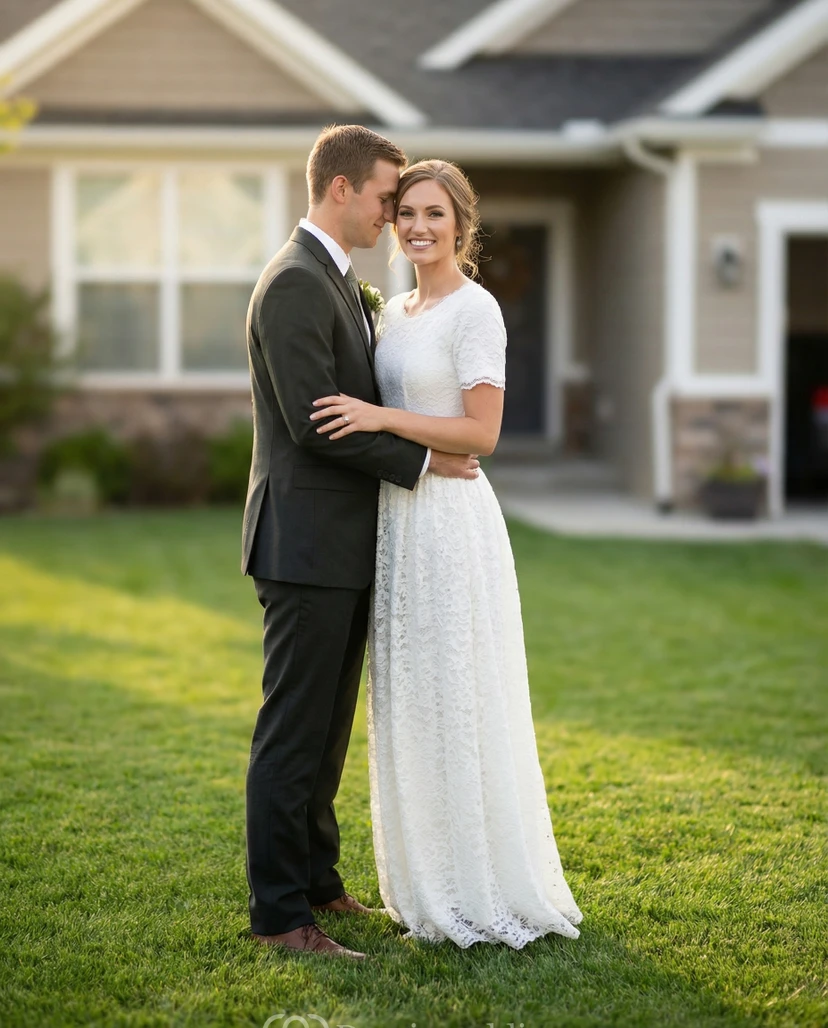 A-Line Floor Length Boho Lace Wedding Dress