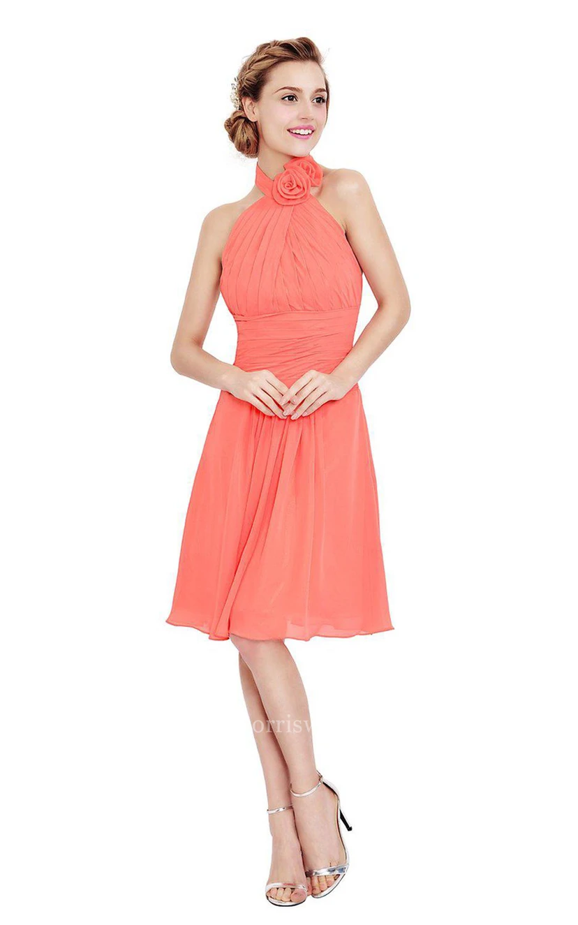 Neckholder-Chiffonkleid in Knielänge mit Blumenmuster view 5