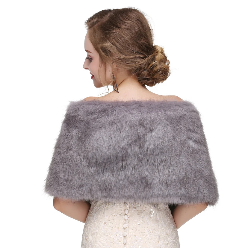 Bridal Winter Warm Wool Cape Fur Wedding Dress Fox Fur Waistcoat view 28