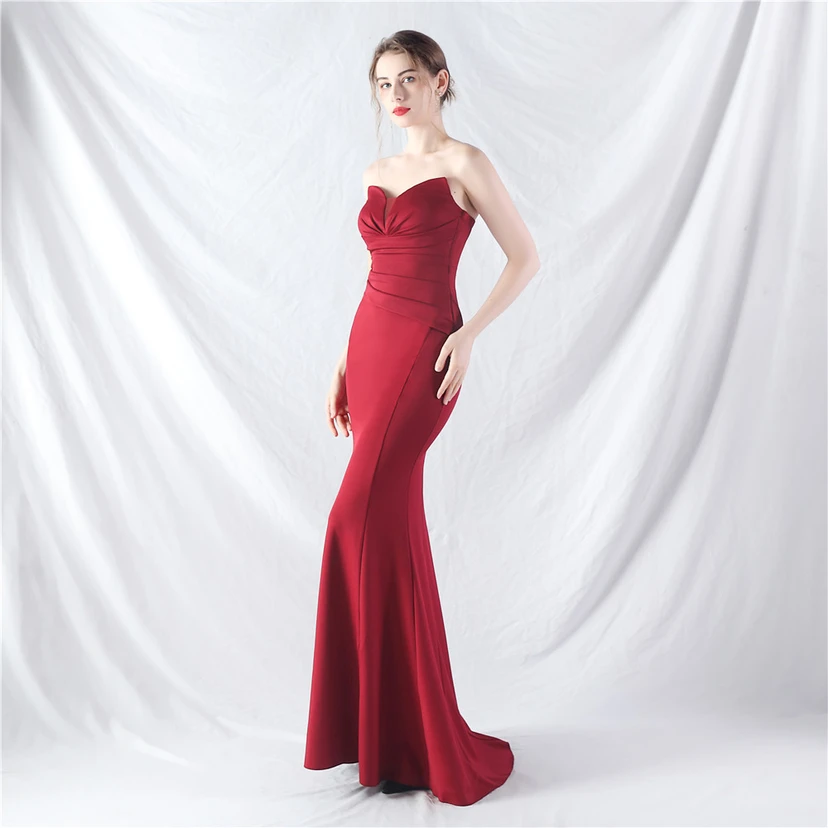 Craft Dress Sexy Off-Shoulder Wrapped Chest Satin Evening Dress view 3