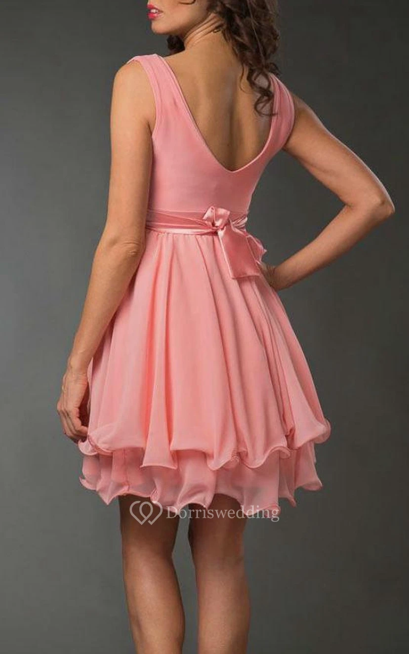 Robe courte sans manches en mousseline view 2